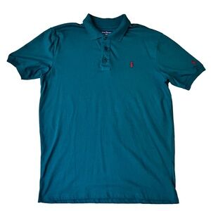 Polo Sports Ralph Lauren Mens Size XL Polo Shirt Teal Green Red Pony Slim Fit
